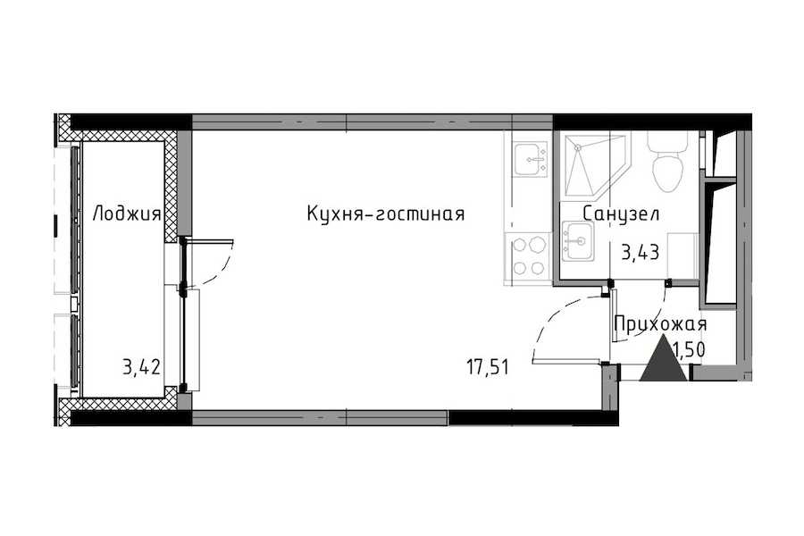 Студия в : площадь 24.15 м2 , этаж: 11 – купить в Санкт-Петербурге